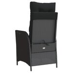 vidaXL Chaise inclinable de jardin avec coussins noir résine tressée