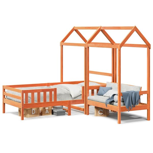 vidaXL Ensemble de lit et de banc avec toit sans matelas 75x190 cm