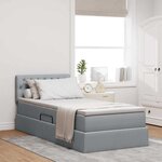 vidaXL Lit de rangement LED avec matelas Gris clair 90 x 200 cm Tissu