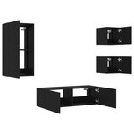 vidaXL Meuble TV muraux 4 Pièces avec lumières LED noir