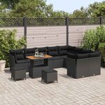 vidaXL Ensemble de canapé de jardin 12 Pièces Noir polyrotin