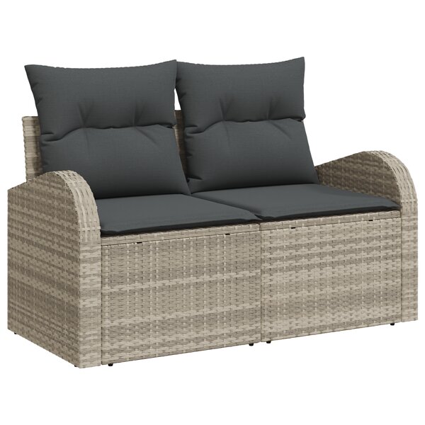 vidaXL Canapé de jardin 2 places avec coussins Gris clair Rattan