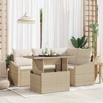 vidaXL Ensemble de canapé de jardin avec coussin 5 Pièces beige et crème