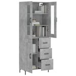 vidaXL Buffet haut Gris béton 69 5x34x180 cm Bois d'ingénierie