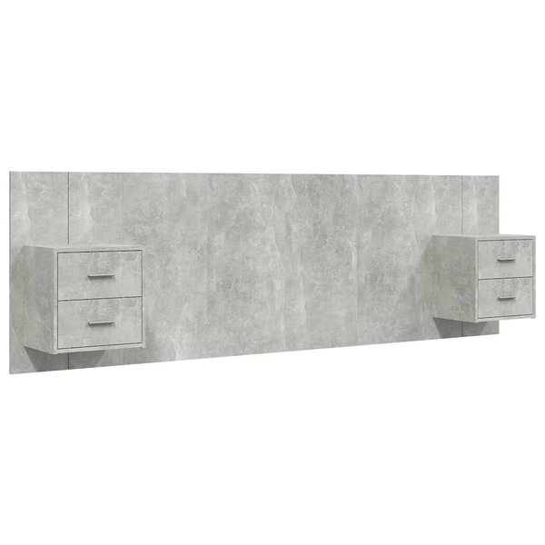 vidaXL Tête de lit avec armoires Gris béton Bois d'ingénierie