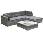 vidaXL Salon de jardin 5 Pièces avec coussins Résine tressée Gris