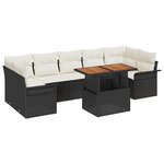 Ensemble de Canapés de Jardin 8 pièces vidaXL avec Coussins Noir Rattan Poly