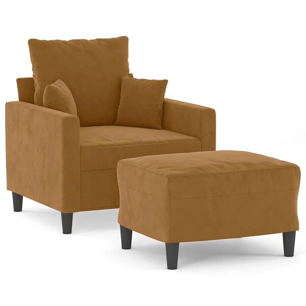 vidaXL Fauteuil avec repose-pied Marron 60 cm Velours