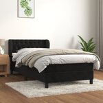vidaXL Sommier à lattes de lit avec matelas Noir 90x190 cm Velours
