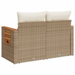 vidaXL Canapé de jardin avec coussins 2 places beige résine tressée