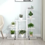 vidaXL Support pour plantes sur roues 94 5x25x92 5 cm Blanc Métal