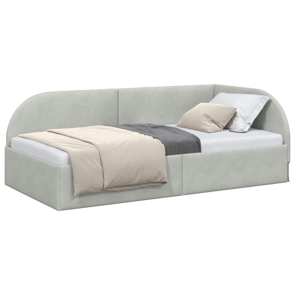 vidaXL Cadre de lit d'angle avec tête de lit Gris clair 90 cm x 190 cm