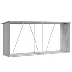 vidaXL Abri de stockage de bois Acier galvanisé 330x84x152 cm Gris