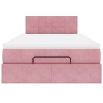 vidaXL Lit ottoman avec matelas et LED rose 120x190 cm velours