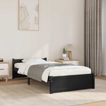 vidaXL Cadre de lit sans matelas noir bois massif 75x190 cm
