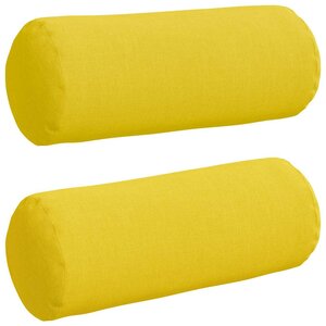 vidaXL Coussins d'accent 2 pc tissu Jaune clair Ø 15 x 40 cm