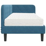 vidaXL Cadre de lit d'angle avec matelas Bleu 80 x 200 cm Velours