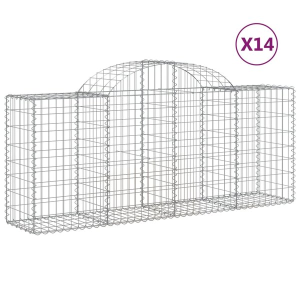 vidaXL Paniers à gabions arqués 14 Pièces 200x50x80/100 cm Fer galvanisé