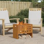 Fire Pit Rectangulaire 50x30x40 cm en Acier Weathering