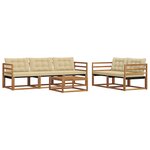 vidaXL Ensemble de canapés d'extérieur 6 Pièces Naturel et Beige