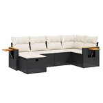 vidaXL Salon de jardin 6 Pièces avec coussins noir résine tressée