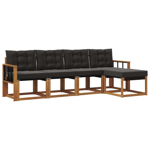 vidaXL Ensemble de canapés d'extérieur 5 pc Naturel et Noir