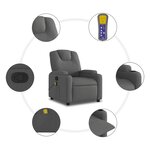 vidaXL Fauteuil inclinable de massage gris foncé tissu