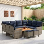 vidaXL Ensembles de meubles 8 Pièces Gris et bleu marine Rotin PE