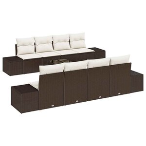 vidaXL Ensemble de canapé de jardin avec coussin 7 Pièces Marron et Crème