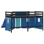 vidaXL Lit mezzanine enfants avec rideaux sans matelas bleu 90x190 cm