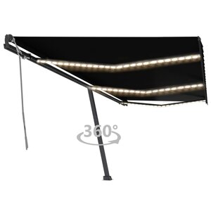 vidaXL Auvent manuel rétractable avec LED 600x300 cm Anthracite