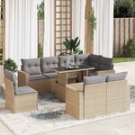 vidaXL Salon de jardin avec coussins 9 Pièces beige résine tressée
