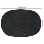 vidaXL Tapis de surface ovale Noir 122 x 183 cm Jute