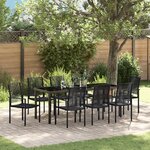 vidaXL Ensemble de Salle à Manger de Jardin 9 Pièces Noir Rattan PVC