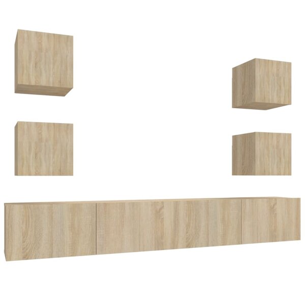vidaXL Ensemble de meubles TV 6 Pièces Chêne sonoma Bois d'ingénierie
