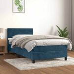 vidaXL Sommier à lattes de lit avec matelas Bleu foncé 90x190 cm