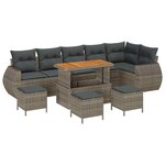 vidaXL Ensemble de canapé de jardin 10 Pièces Gris polyrotin