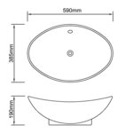 vidaXL Lavabo ovale en céramique noir avec trop plein 59 x 38 5 cm