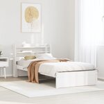 vidaXL Cadre de lit avec tête de lit sans matelas blanc 90x190 cm