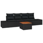 vidaXL Ensemble de canapé de jardin avec coussin 5 Pièces Noir polyrotin