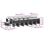 vidaXL Ensemble à manger de jardin et coussins 17 Pièces mélange beige