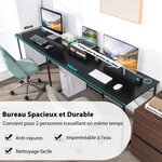 Bureau d'angle 150 x 150 x 74 cm ajustable à bureau droit grand table pour 2 personnes noir 20_0005642