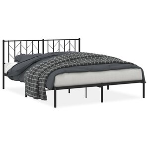 vidaXL Cadre de lit métal sans matelas et tête de lit noir 160x200 cm