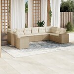 vidaXL Salon de jardin avec coussins 10 Pièces beige résine tressée