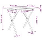 vidaXL Table à manger cadre en X 90x90x75 cm bois de pin massif acier