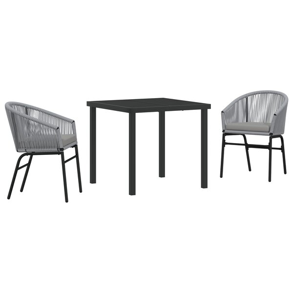 vidaXL Ensemble de jardin 3 pièces Grey Poly Rattan