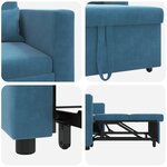 vidaXL Fauteuil Convertible bleu velours 3-en-1