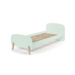KIDDY Lit simple en bois et sommier + Barrière de sécurité  + Chevet enfant 1 porte