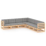 Salon de jardin meuble d'extérieur ensemble de mobilier 7 pièces avec coussins bois de pin massif 02_0017102