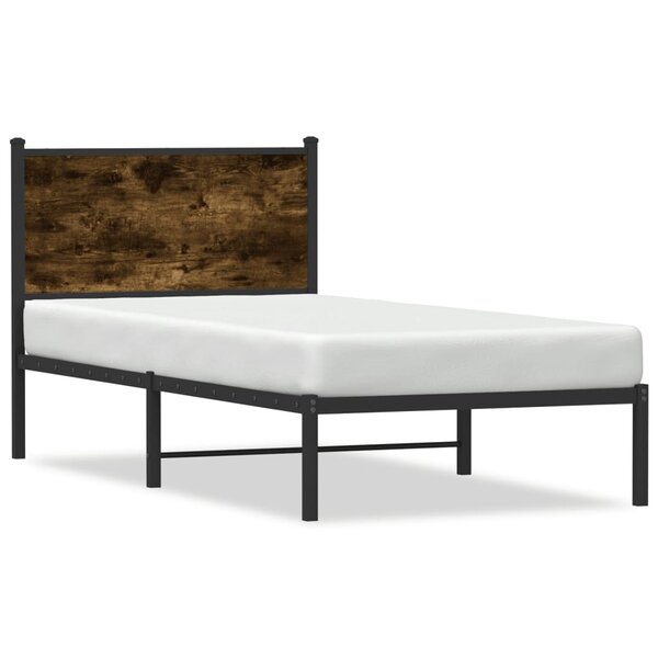 vidaXL Cadre de lit en métal sans matelas chêne fumé 90x200 cm
